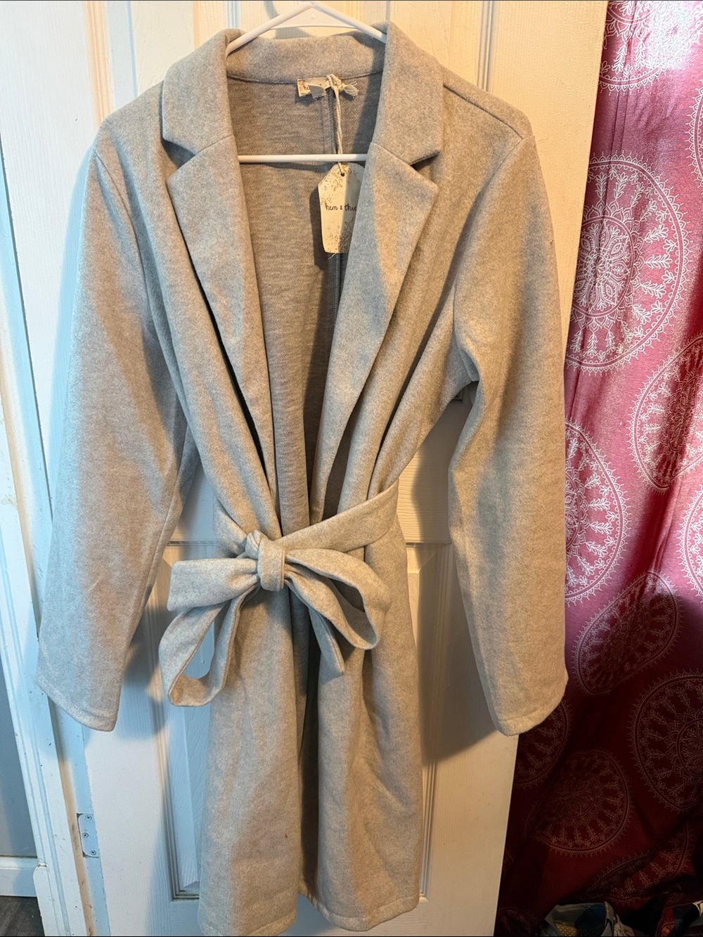 Hem & Thread Light Gray Shawl-Collar Coat